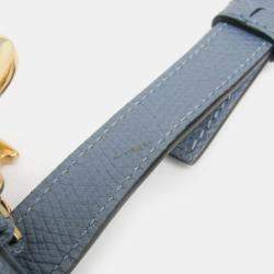 Pre Owned Dior Light Blue Gray Leather Saddle Shoulder Bag