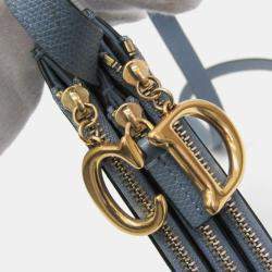 Pre Owned Dior Light Blue Gray Leather Saddle Shoulder Bag