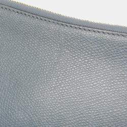 Pre Owned Dior Light Blue Gray Leather Saddle Shoulder Bag