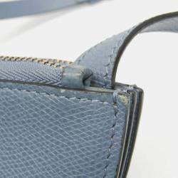 Pre Owned Dior Light Blue Gray Leather Saddle Shoulder Bag