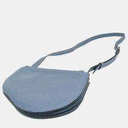Pre Owned Dior Light Blue Gray Leather Saddle Shoulder Bag