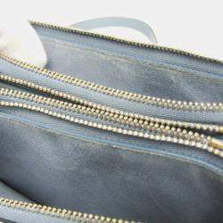 Pre Owned Dior Light Blue Gray Leather Saddle Shoulder Bag