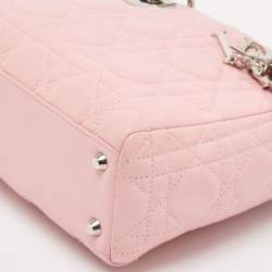 Pre Owned Dior Pink Cannage Leather Mini Lady Dior Tote