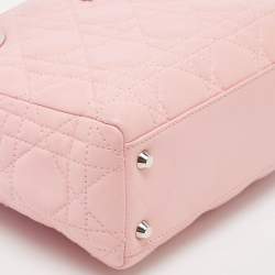 Pre Owned Dior Pink Cannage Leather Mini Lady Dior Tote