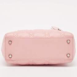 Pre Owned Dior Pink Cannage Leather Mini Lady Dior Tote