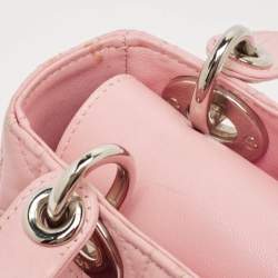 Pre Owned Dior Pink Cannage Leather Mini Lady Dior Tote
