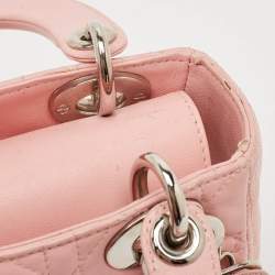 Pre Owned Dior Pink Cannage Leather Mini Lady Dior Tote