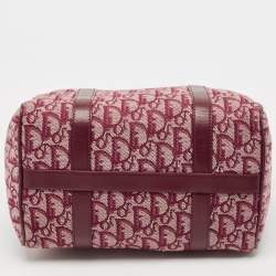 Pre Owned Dior Red Oblique Canvas and Leather Boston Bag