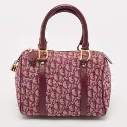 Pre Owned Dior Red Oblique Canvas and Leather Boston Bag