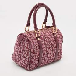 Pre Owned Dior Red Oblique Canvas and Leather Boston Bag