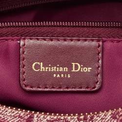 Pre Owned Dior Red Oblique Canvas and Leather Boston Bag