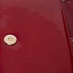 Pre Owned Dior Red Cannage Patent Leather Lady Dior Pouch Chain Clutch