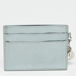 Dior Metallic Blue Patent Leather Lady Dior Card Holder