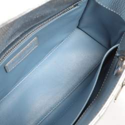 Pre Owned Dior Silver Cannage Leather Small Lucky Badges Lady Dior Tote