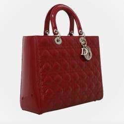 Dior Red Patent Leather Large Lady Dior Tote Bag