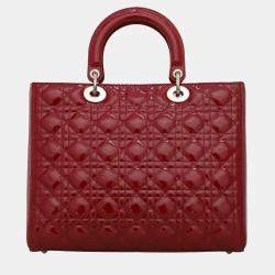 Dior Red Patent Leather Large Lady Dior Tote Bag