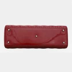 Dior Red Patent Leather Large Lady Dior Tote Bag