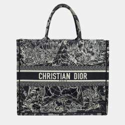 Christian Dior Canvas Embroidered Large Around The World Book Tote