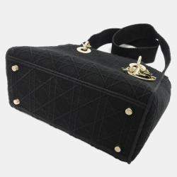 Dior Black Canvas Lady D-Lite Medium Handbag
