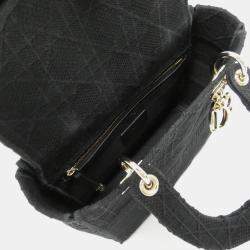 Dior Black Canvas Lady D-Lite Medium Handbag