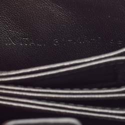 Pre Owned حافظة بطاقات ديور ليدي ديور جلد لامع كاناج سوداء 5 أقسام 