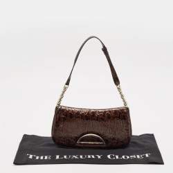 مملوكة مسبقًا Dior Brown Diorissimo Patent Leather Malice Hobo