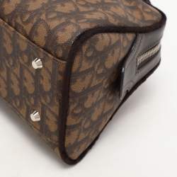 Pre Owned Dior Brown Oblique Coated Canvas, Velvet and Leather Trotter Romantique Satchel