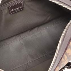 Pre Owned Dior Brown Oblique Coated Canvas, Velvet and Leather Trotter Romantique Satchel
