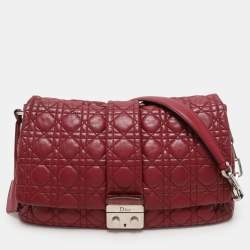 Pre Owned Dior Burgundy Cannage Leather Large Miss Dior Flap Bag
