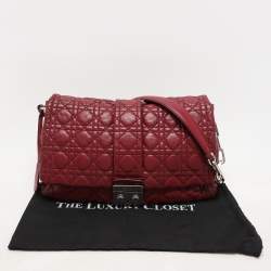 Pre Owned Dior Burgundy Cannage Leather Large Miss Dior Flap Bag