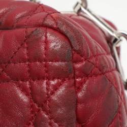 Pre Owned Dior Burgundy Cannage Leather Large Miss Dior Flap Bag