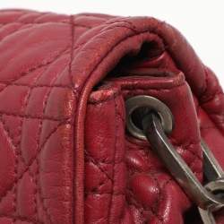 Pre Owned Dior Burgundy Cannage Leather Large Miss Dior Flap Bag