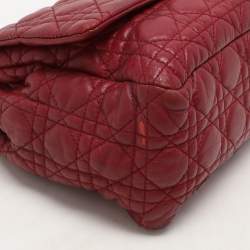 Pre Owned Dior Burgundy Cannage Leather Large Miss Dior Flap Bag