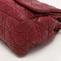 Pre Owned Dior Burgundy Cannage Leather Large Miss Dior Flap Bag