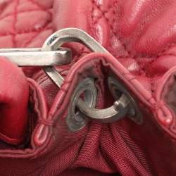 Pre Owned Dior Burgundy Cannage Leather Large Miss Dior Flap Bag