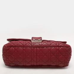 Pre Owned Dior Burgundy Cannage Leather Large Miss Dior Flap Bag