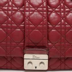 Pre Owned Dior Burgundy Cannage Leather Large Miss Dior Flap Bag
