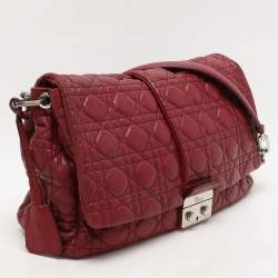 Pre Owned Dior Burgundy Cannage Leather Large Miss Dior Flap Bag