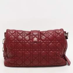 Pre Owned Dior Burgundy Cannage Leather Large Miss Dior Flap Bag