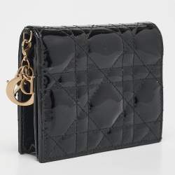 Dior Black Cannage Patent Leather Lady Dior Card Case