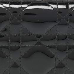 Dior Black Cannage Patent Leather Lady Dior Card Case