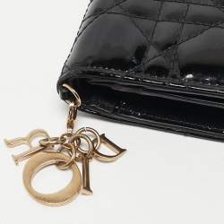 Dior Black Cannage Patent Leather Lady Dior Card Case