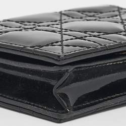 Dior Black Cannage Patent Leather Lady Dior Card Case