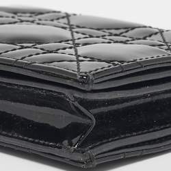 Dior Black Cannage Patent Leather Lady Dior Card Case