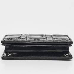 Dior Black Cannage Patent Leather Lady Dior Card Case