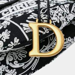 Dior Black Embroidered Canvas Ornamental Cornely Saddle Bag