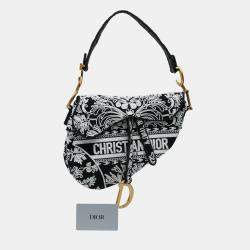 Dior Black Embroidered Canvas Ornamental Cornely Saddle Bag