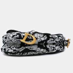 Dior Black Embroidered Canvas Ornamental Cornely Saddle Bag
