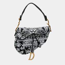 Dior Black Embroidered Canvas Ornamental Cornely Saddle Bag