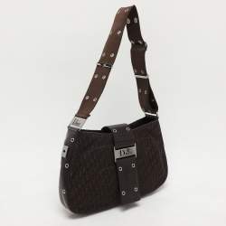 Pre Owned Dior Brown Diorissimo Canvas and Leather Street Chic Columbus Shoulder Bag